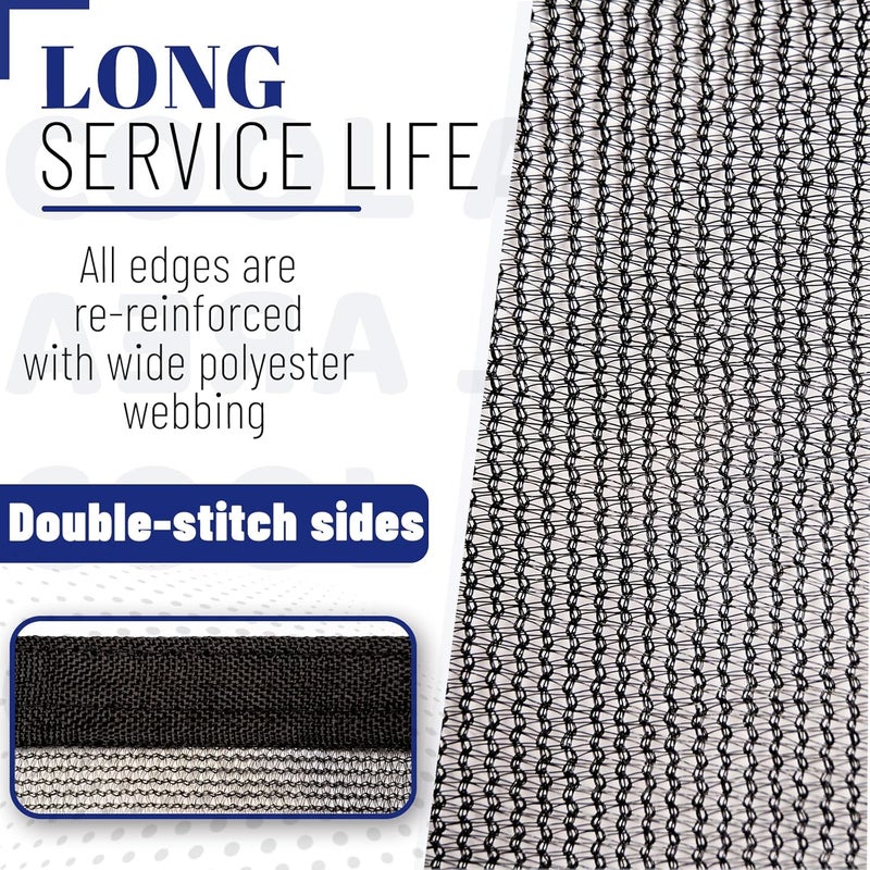 Cool Area 60-70% Shade Cloth 18x19FT Heavy Duty Knitted Mesh Tarp with Grommets Mesh Screen for Patio Canopy Garden Porch Greenhouse Pools Dog Kennel Black(Custom Size) - Image 3
